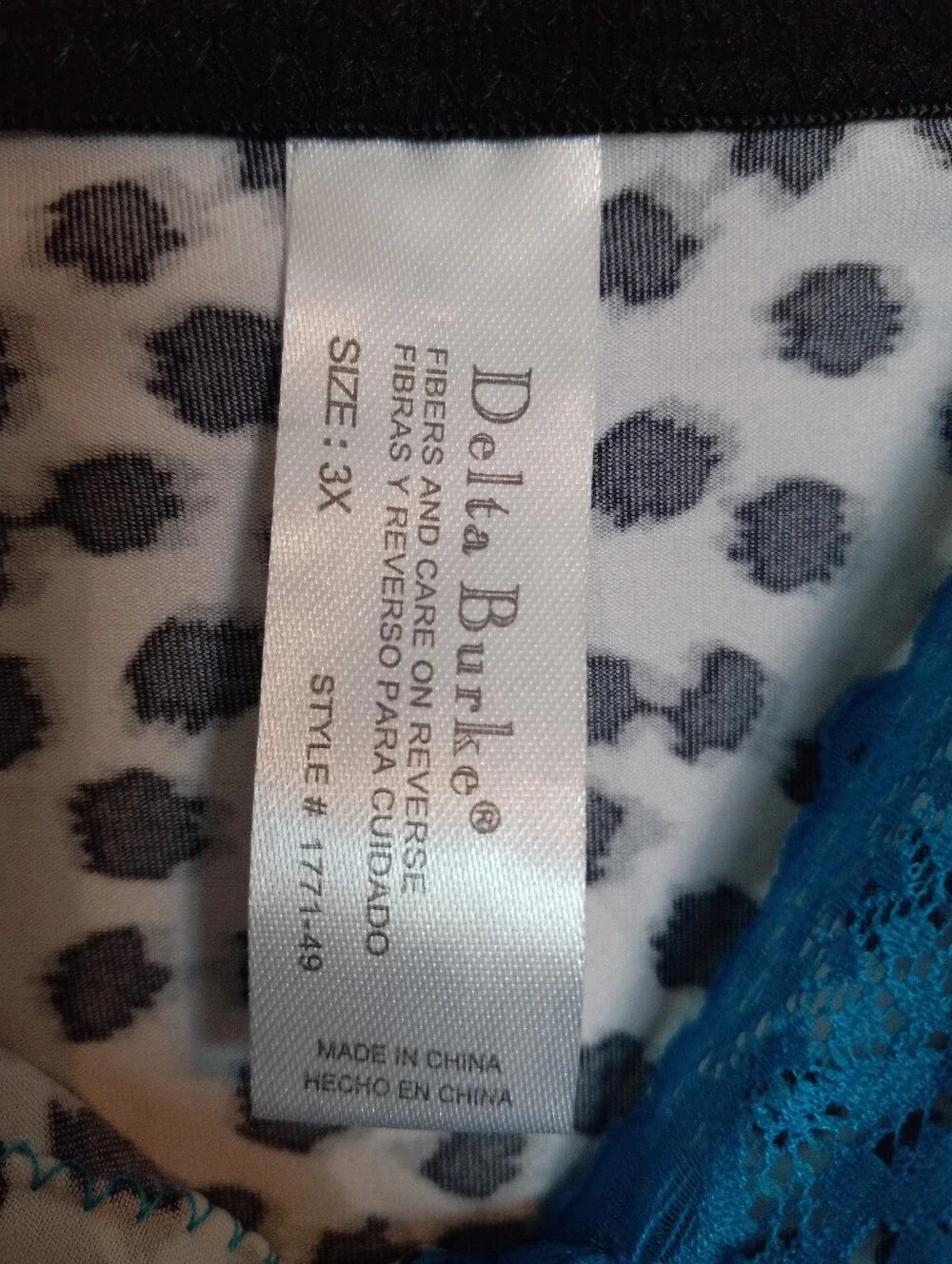 Delta Burke Intimates Nightgown Chemise Lace Cheetah Animal Print Plus Size 3X